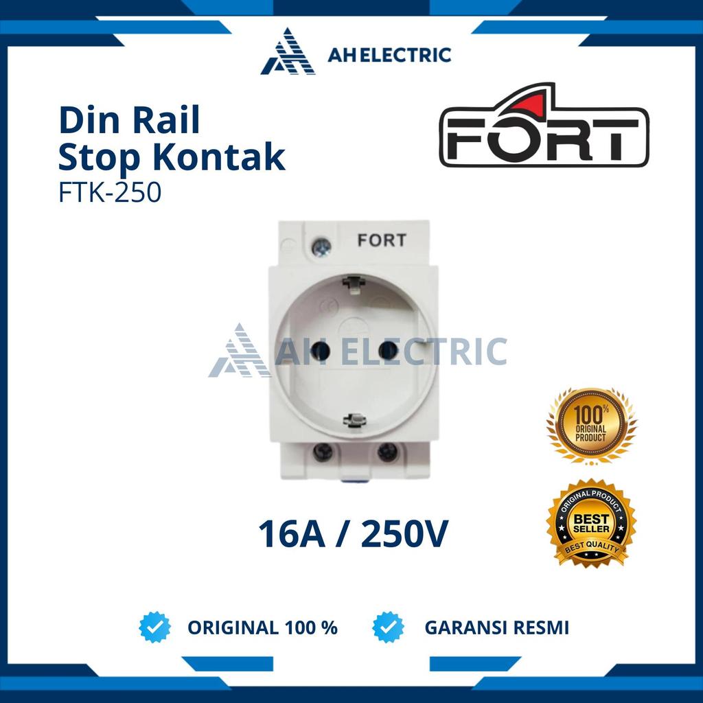 FORT Stop Kontak Din Rail FTK-250 16A 250V | Socket Soket Din Rail | DIN Socket | PC Socket | Modula