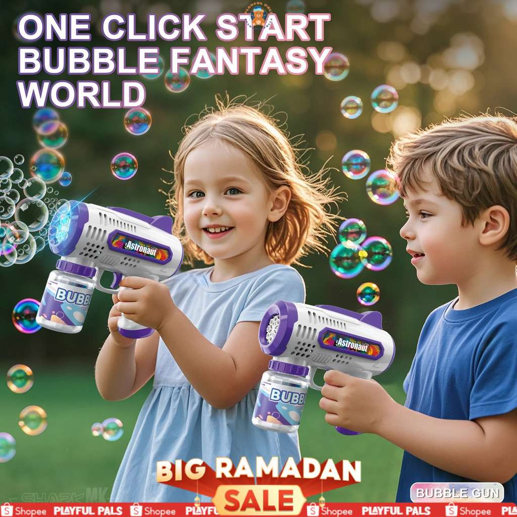 Mainan Tembak-Tembakan Bubblegun Astronot Untuk Anak-Anak Otomatis / Mainan Anak Tembakan Balon Sabu