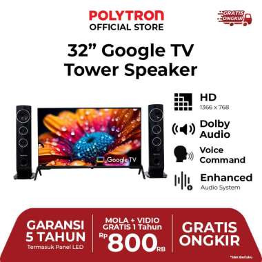LED POLYTRON 32TG5055 + SPEAKER TOWER CINEMAX | GOOGLE TV