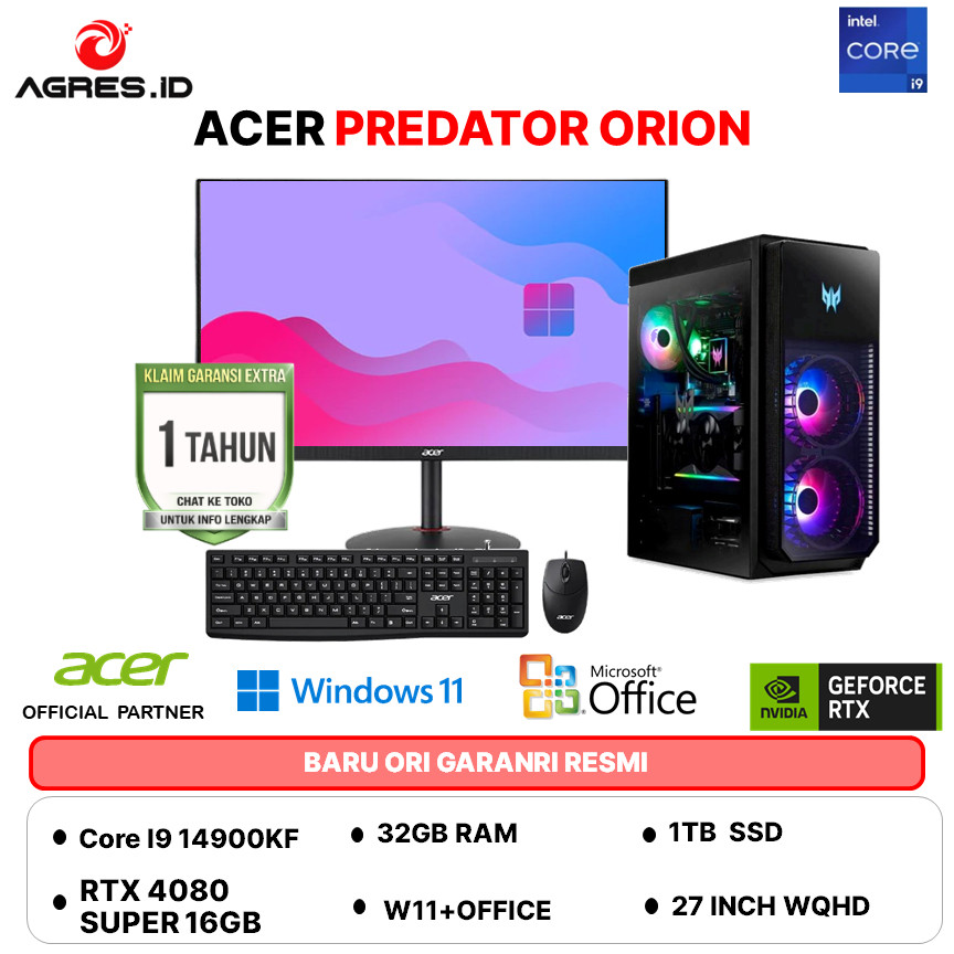 ACER PREDATOR ORION 7000 I9 14900KF RTX 4080 SUPER 16GB - RAM 64GB 1TBSSD W11+OSH24