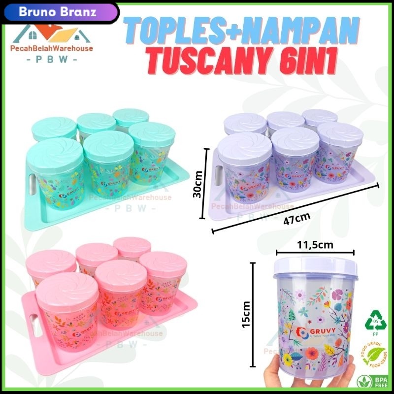 PROMO MURAH Toples Set Nampan Tuscany Biggy Gruvy Tonam / Toples Set Lebaran / Toples Kue Kering