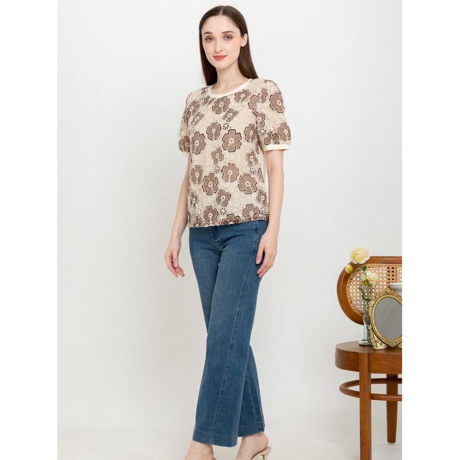 SISTER'S Blouse - Blus Atasan Wanita Katun Lace Bordir Kombi Kaos C1570 (CAP) - Hitam, M (T2)