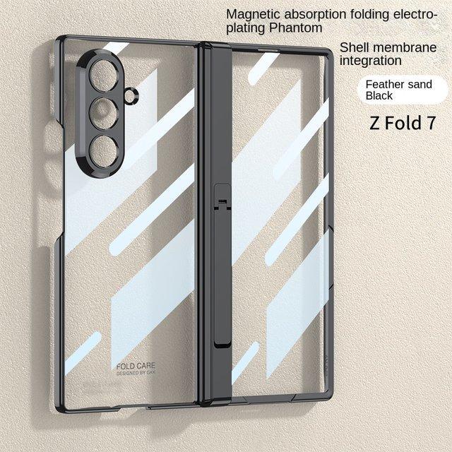 Case for Samsung Z FOLD 7 6 Luxury Electroplating Hinge Kickstand - BLACK, FOLD 7