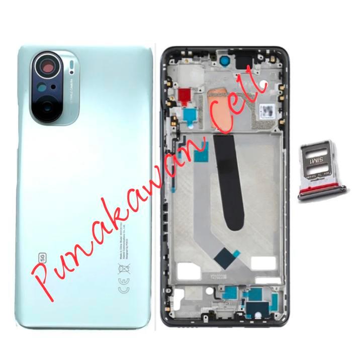 Housing- Casing + Kesiang Fullset Poco F3 - Backdoor + Bezzel Frame aLcd Poco F3 - Simtray - Ring Ka