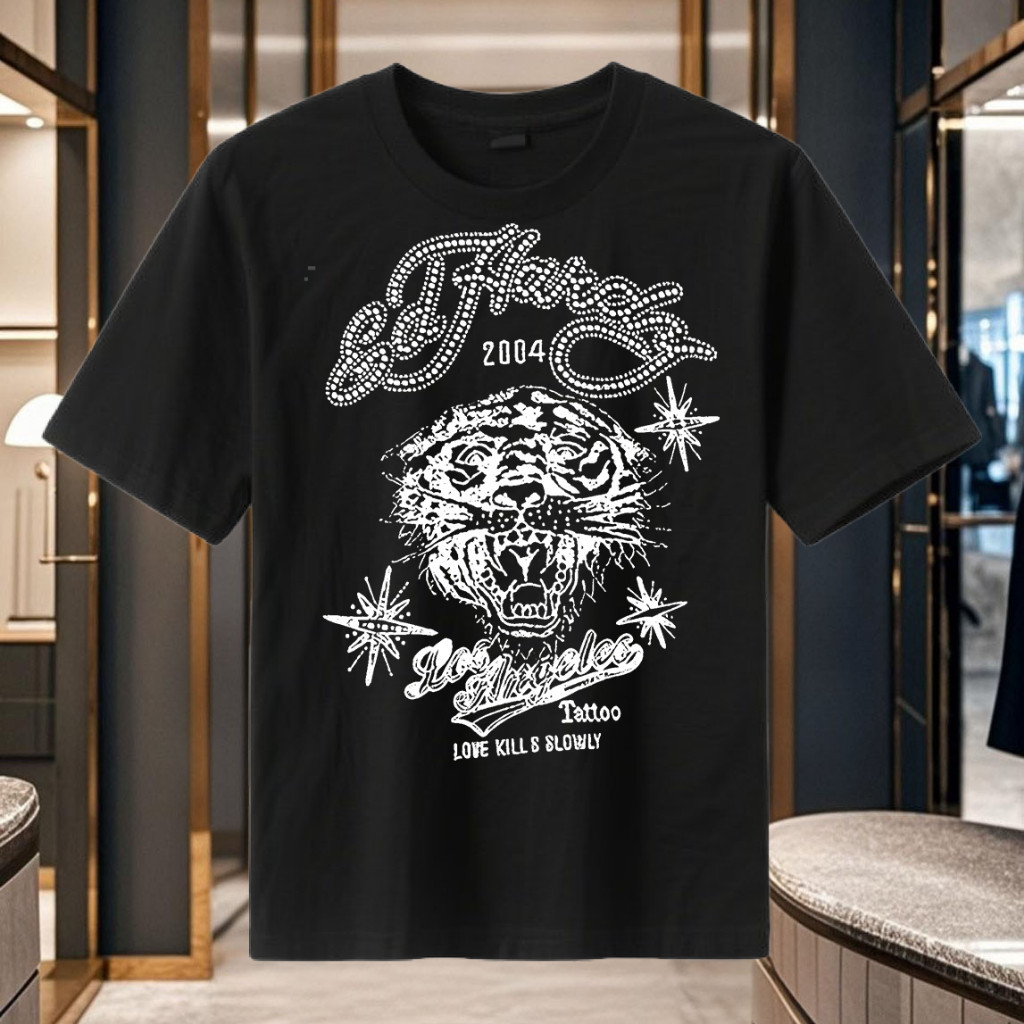 Kaos Ed Hardy Kapas Murni Berkualitas Tinggi Desain Artistik dan Mode Tampan untuk Pria dan Wanita d