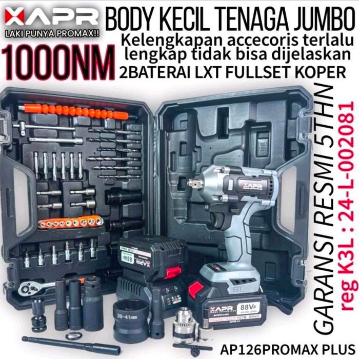 AP101+ APR Impact Wrench 1000NM AP126 PROMAX+ pembuka roda ban motor mobil cvt brushless original - 