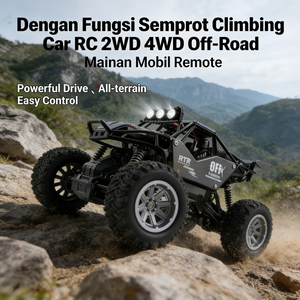 Dengan Remote Control 2WD 4WD Climbing Car RC Rock Mainan off-Road Fungsi Semprot