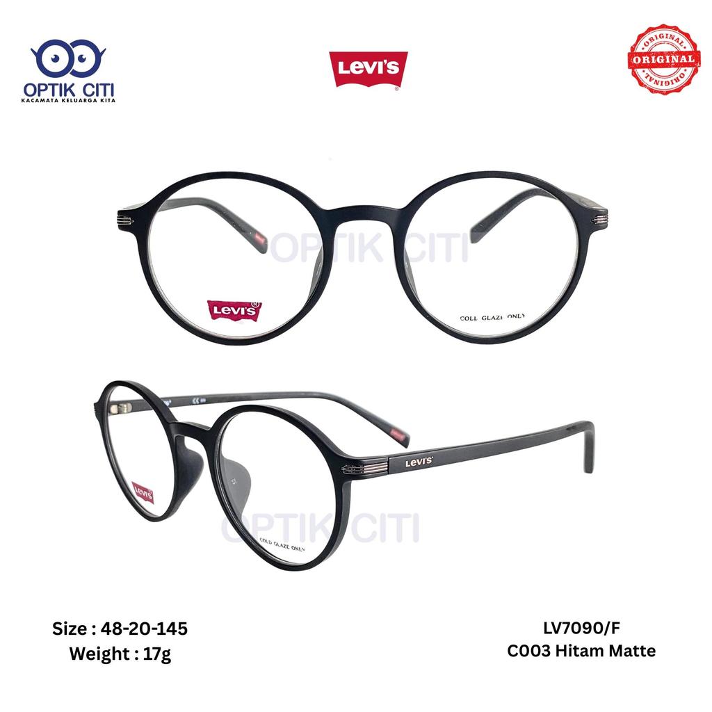 Frame Kacamata Bulat Pria Wanita Original Levis 7090 F - 003 - Hitam Matte