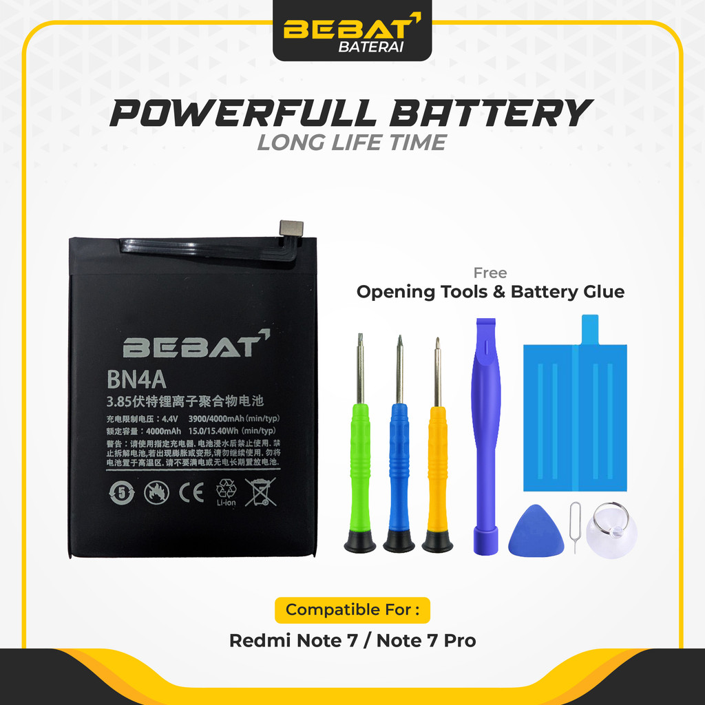 BEBAT Baterai BN4A Compatible For Xiaomi Redmi Note 7 / Note 7 Pro 4000mAh High Capacity Battery Fas
