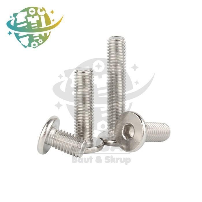 Baut L Stainless M3 Baut Hex Thin Flat Head Machine Screw SS304