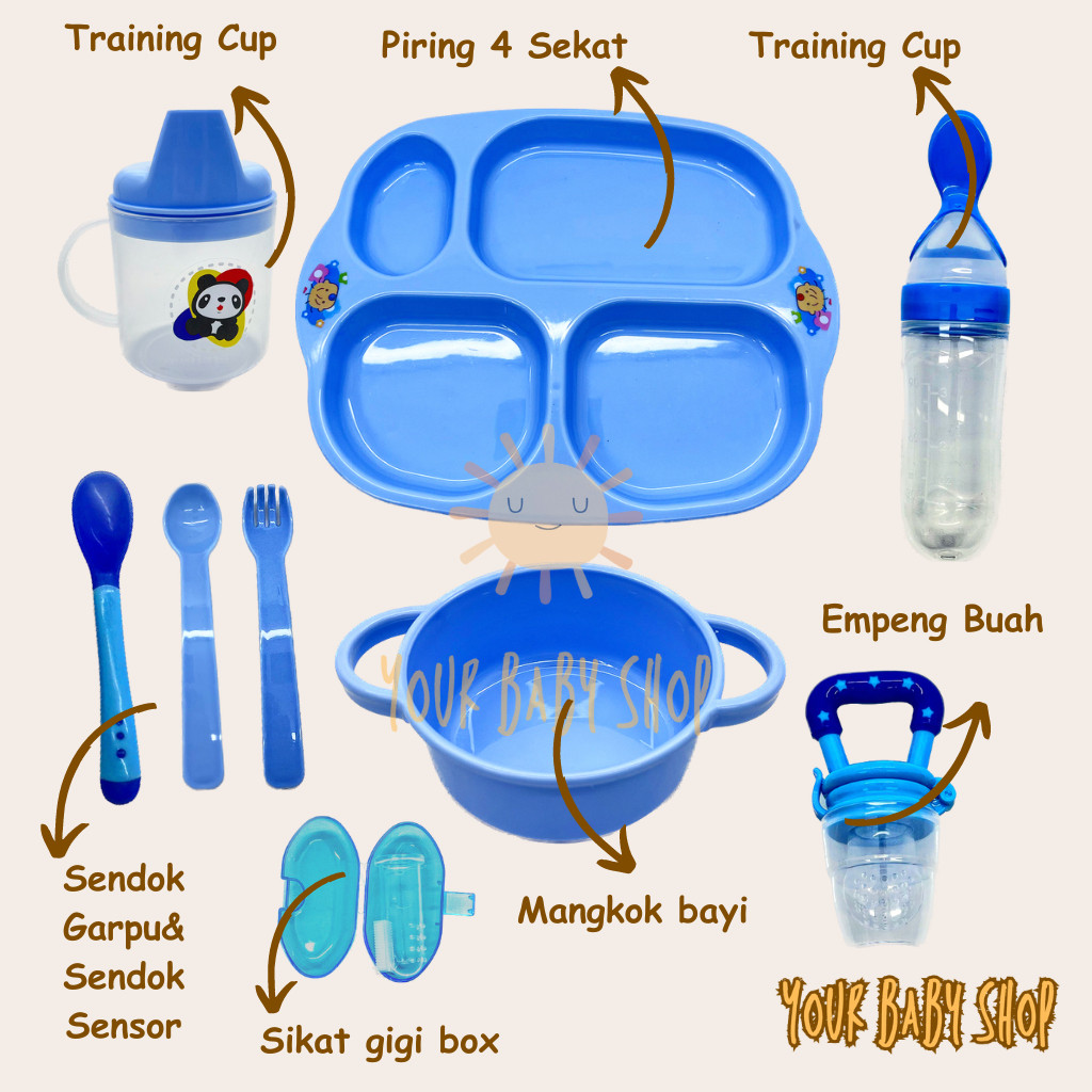 LM YO -  Feeding Set Baby Gift Set Paket Peralatan Makan Mpasi Bayi Newborn Baru Lahir Peralatan Mak