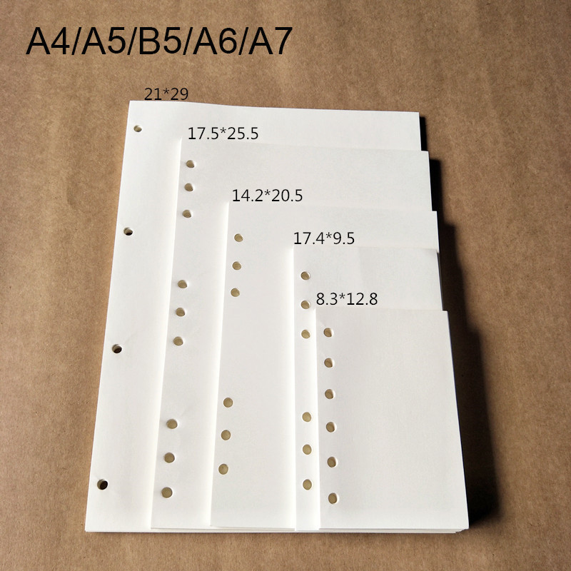 40Sheet A5 A6 A7 Loose Leaf Notebook Core Spiral Binder Blank Inner Page Paper Diary Planner Refill 