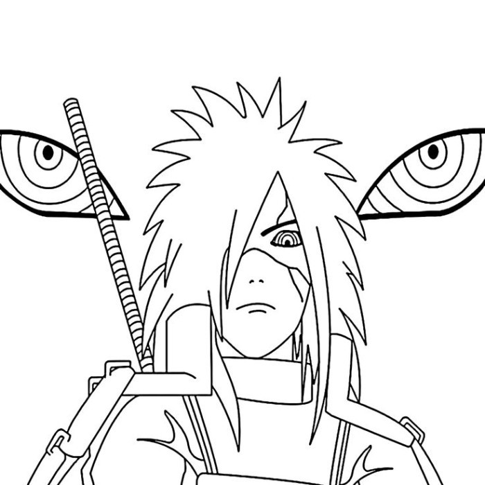 10 LEMBAR kertas mewarnai, GAMBAR MEWARNAI tema NARUTO - MADARA