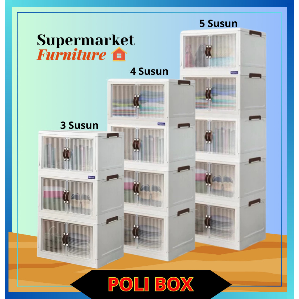 CARGO - LEMARI PAKAIAN NAPOLLY RODA POLIBOX/ CABINET BONGKAR PASANG 4 SUSUN &5 SUSUN