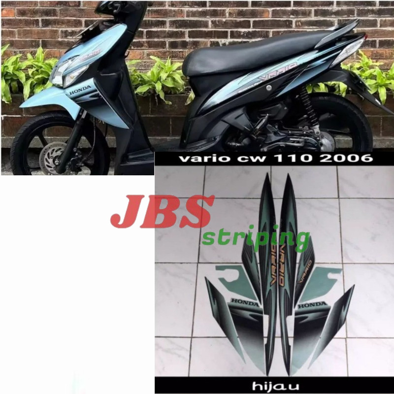 Striping stiker honda vario karbu 110 cw 2006 hijau hitam
