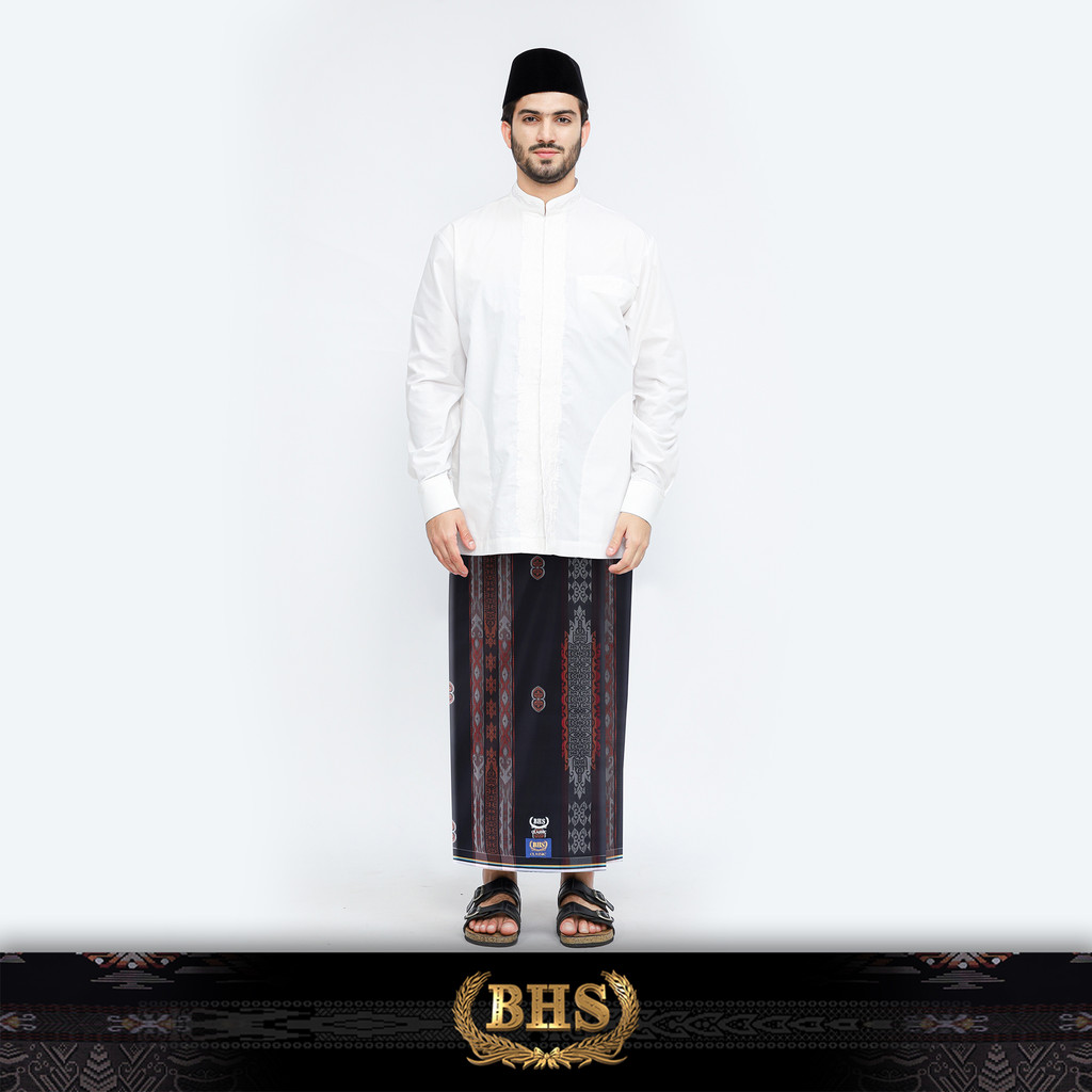 Sarung BHS Classic Gold Motif C48 JGB Hitam Merah 02