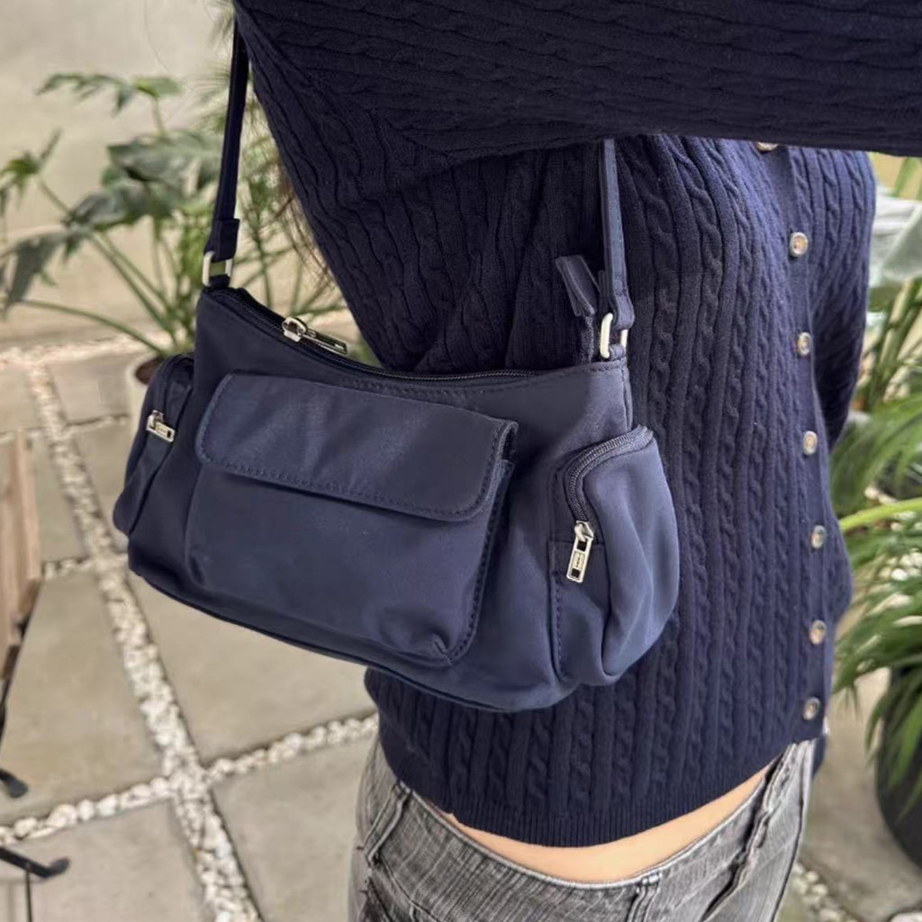 Women Nylon Shoulder Bag Casual All-Matching Underarm Bag Lightweight Retro Korean Styles Stylish Ny