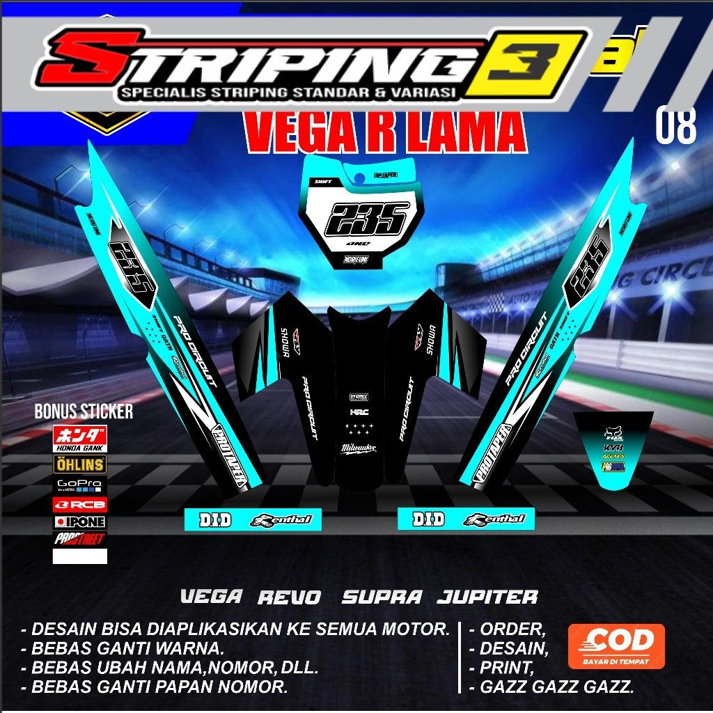 Stiker Striping Motor Vega Lama Vega R Rbt Bebek Modif Supermoto Terbaru