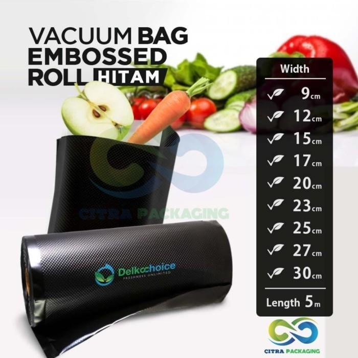 PLASTIK VAKUM VACUUM VACUM EMBOSS EMBOSSED ROLL BAG HITAM 17 CM x 5 M