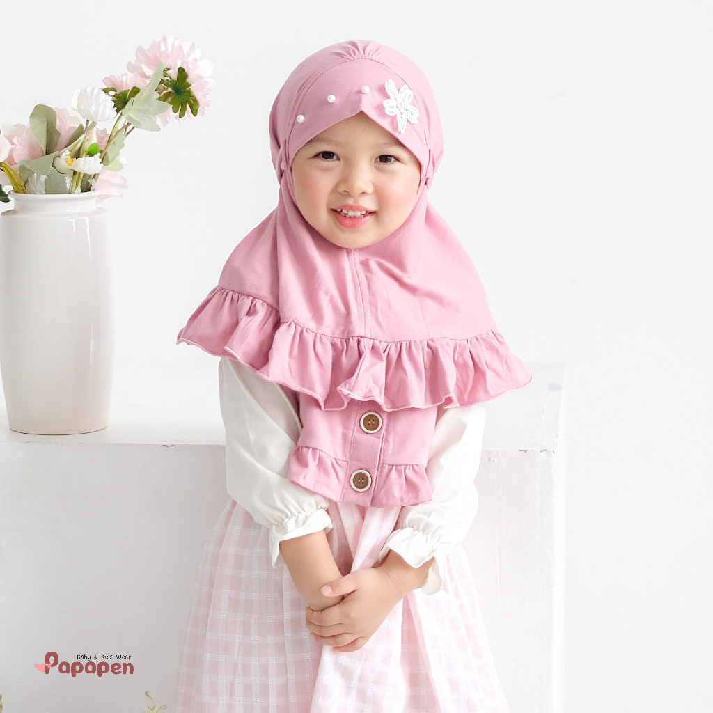 Mi Angel Gamis Vest Pola Kotak (3 Tahun) + Bonus Hijab