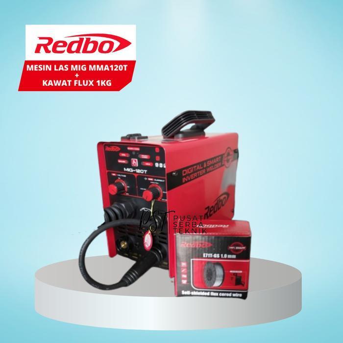 Las Mig Mesin Las Mig 120T Redbo + Kawat Flux 1KG - REDBO 120T, Tanpa Bublewrap- AP