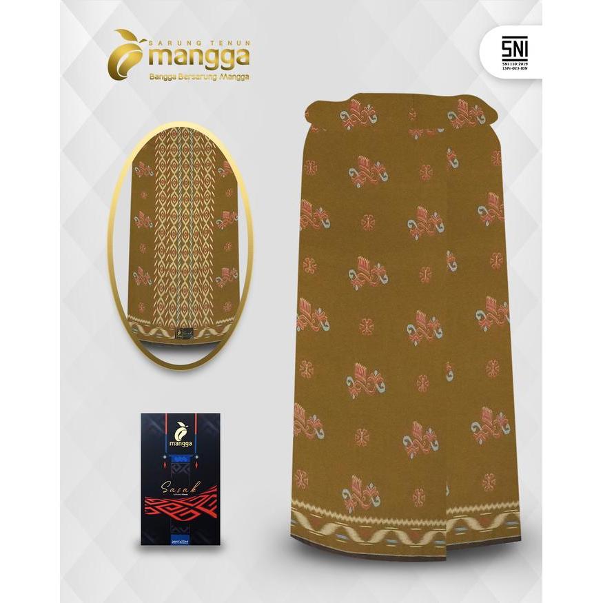 Sarung Mangga Sasak Kembang Sutra Kuning SKR09
