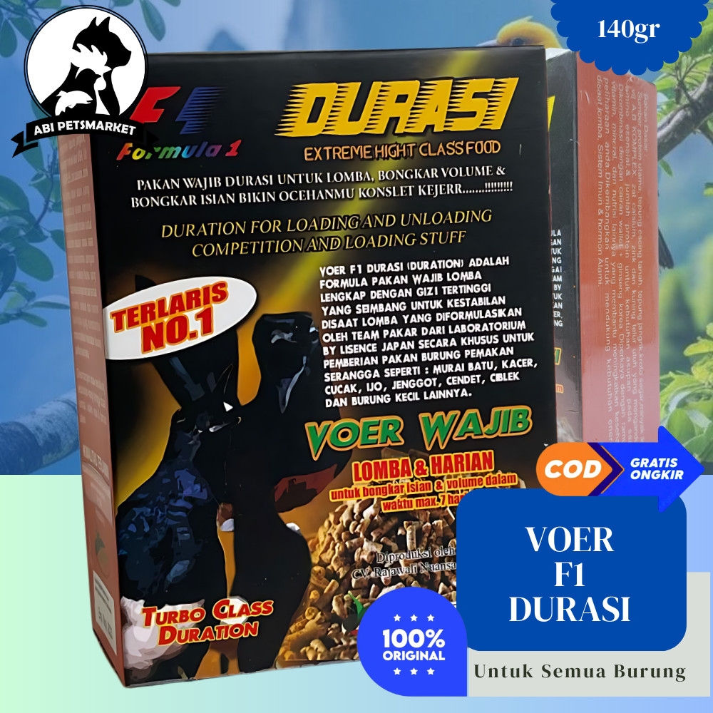 Voer F1 Durasi 140gr Pakan Wajib Lomba Burung Murai semakin Fighter dan Gacor