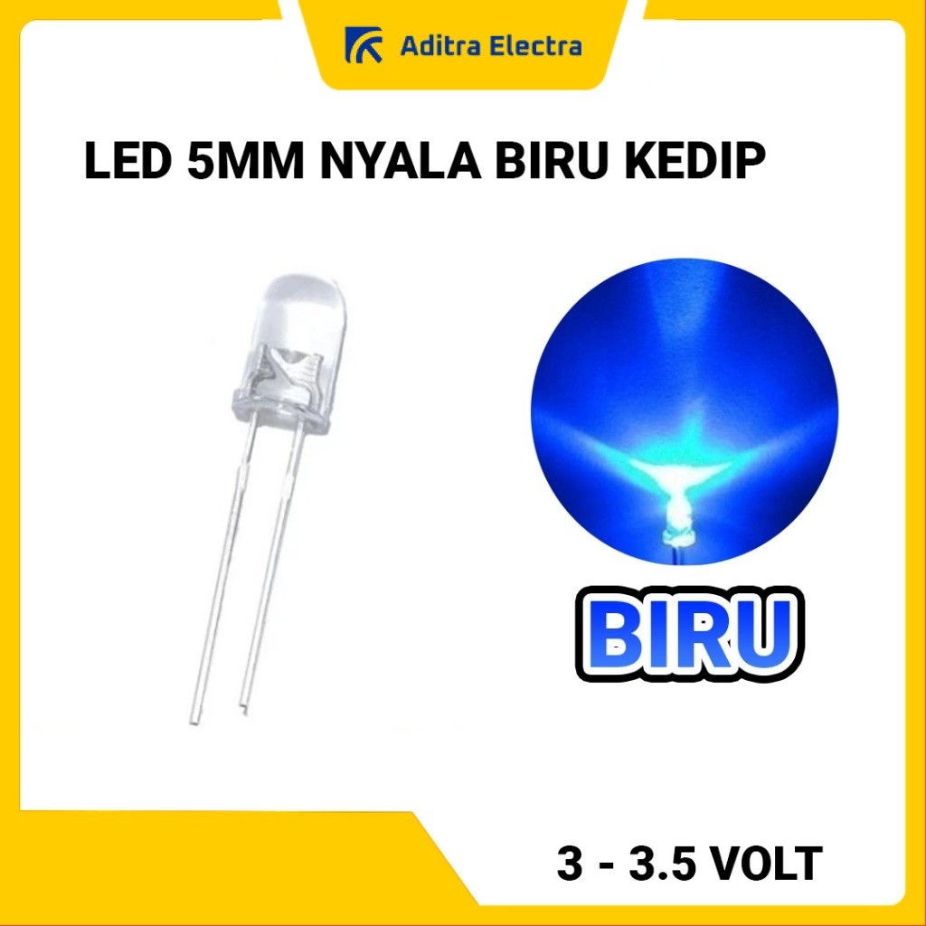 LED 5mm Nyala Kedip Biru - 1 Warna