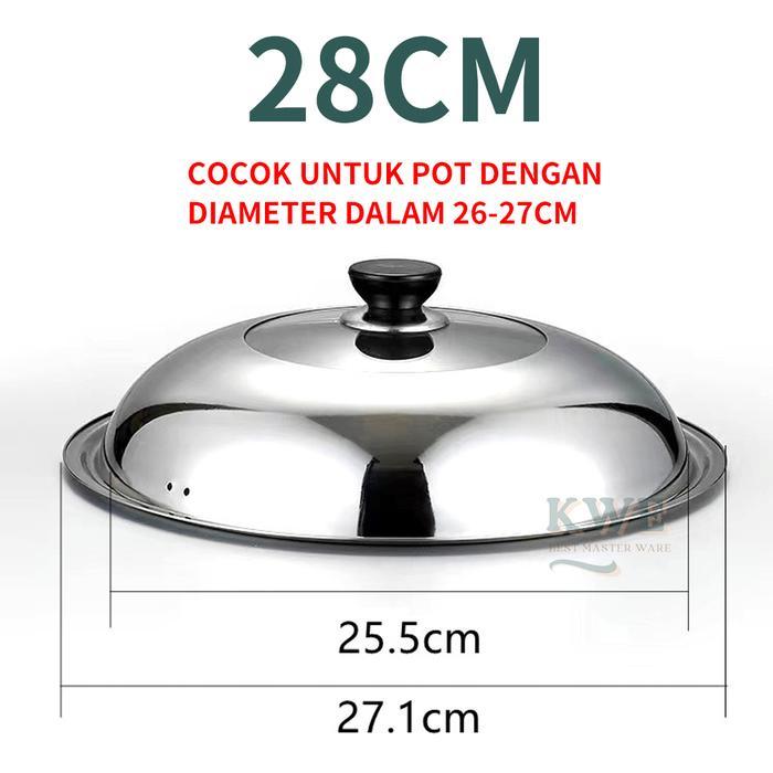 Aest Dapoer KWE [ Kaca Tahan Panas ] Tutup Panci Stainless Kaca 28cm-34cm Tutup Wajan Kuali Wok Mult