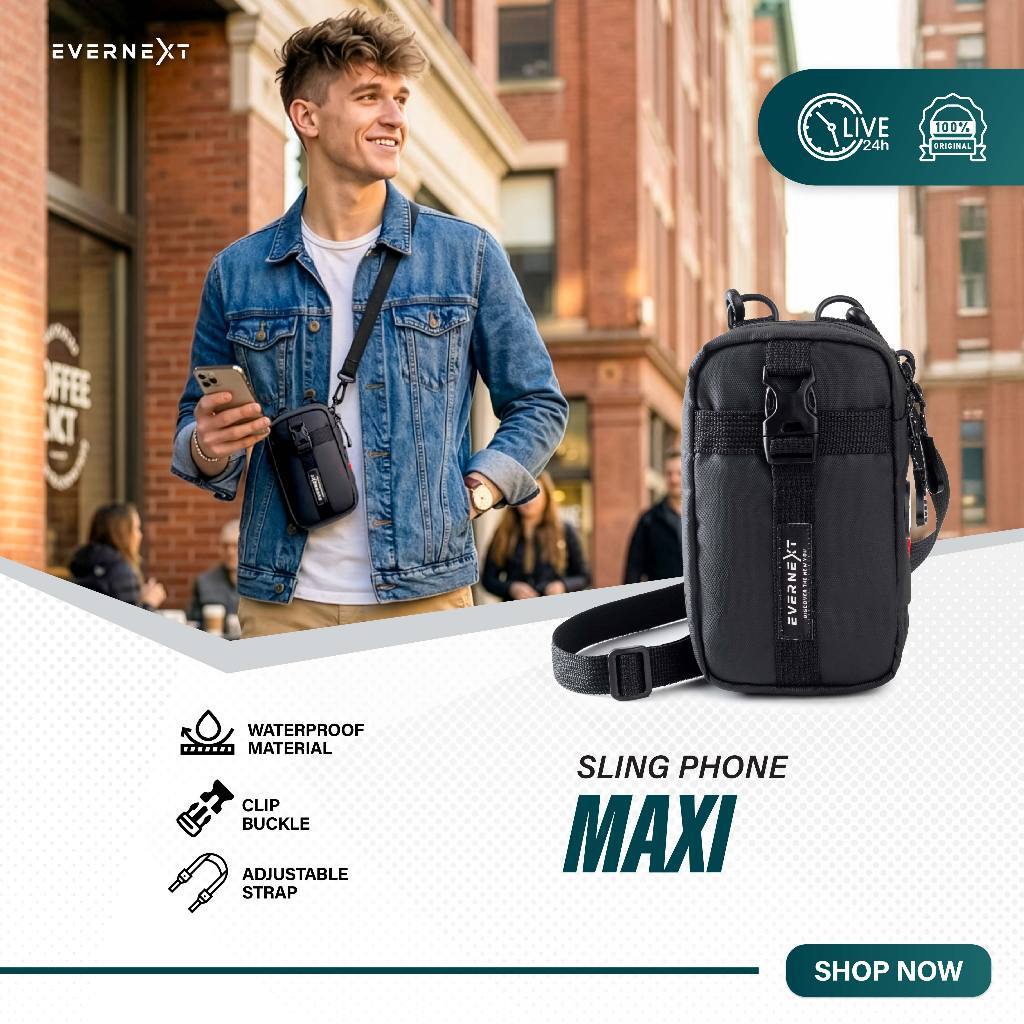 (Pegasus Cell) Evernext - Sling Phone Pria Tas Gantung Leher Pria Tas Selempang Mini Pria Waterproof