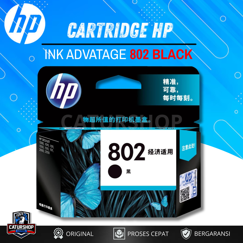 Tinta Cartridge HP 802 Black & Colour Original DeskJet 1010 1050 1510 2135 2136 / Cartridge Hitam / 