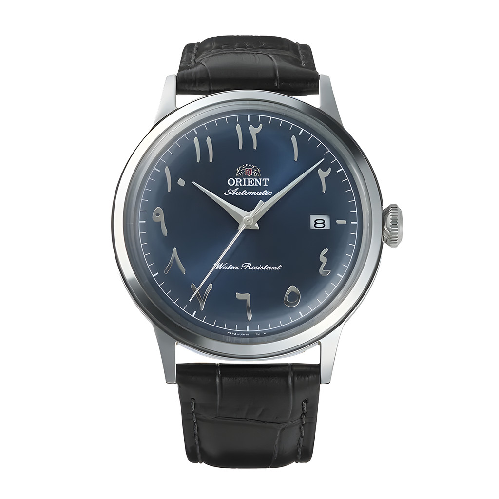 Jam Tangan Pria Orient Bambino RA-AC0036L Automatic Navy Blue Arabic Dial Black Leather Strap