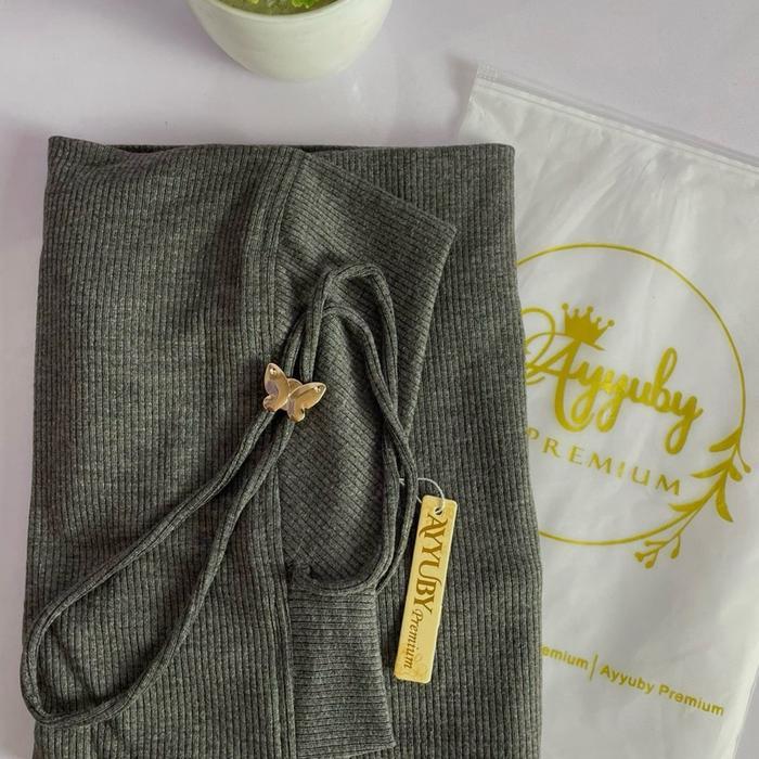 HOT PRODUK Hijab Instan Ayuka Knit Pet Malay Knit Tali Stopper Premium Original Ayyuby - Hitam JUMBO