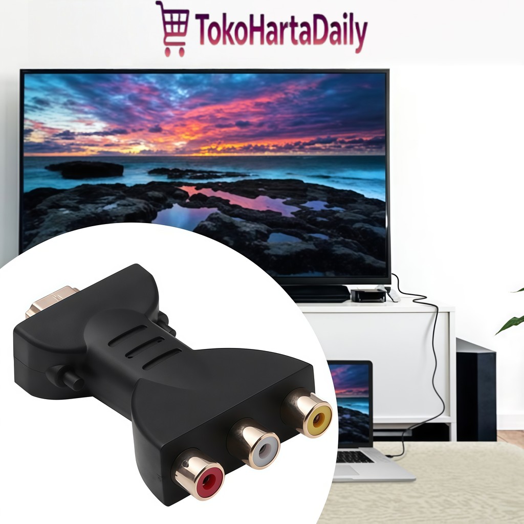 Konverter HDMI ke RCA 3 Warna Adapter Digital ke Analog untuk TV Tabung Stick TV Laptop PS4