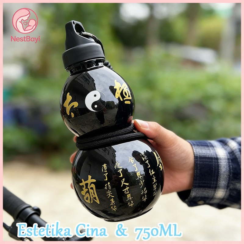 NestBayi Botol Air Minum Holo Labu 750ML - Gourd Water Bottle Feng Shui dengan Stiker