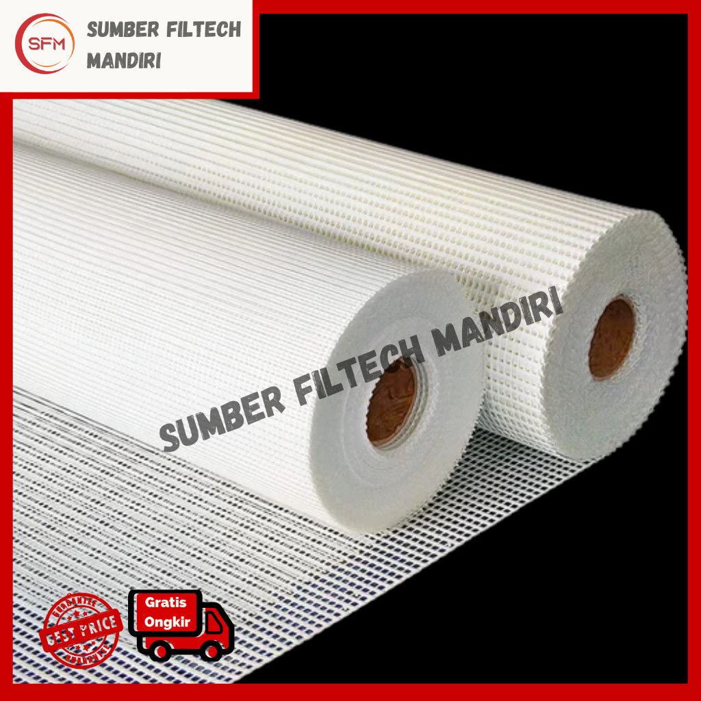 Fiber Glass Mesh Waterproof 120 GSM Net 5mm (1m x 50m) Serat Jaring Fiberglass