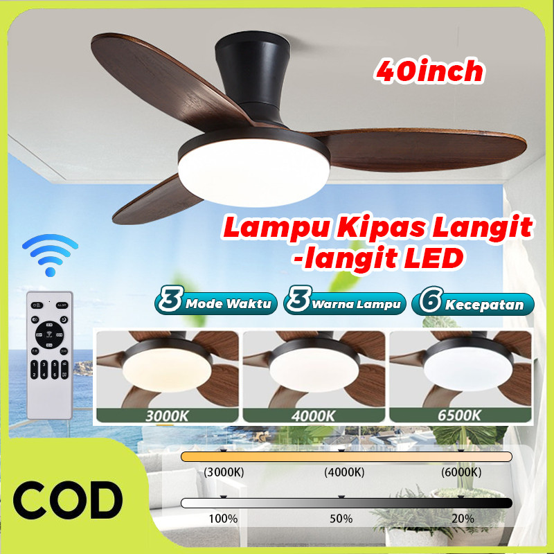 [COD] Lampu Kipas Angin Gantung Plafon 40inch Remote 3 Warna Kipas Angin Plafon Dengan Lampu