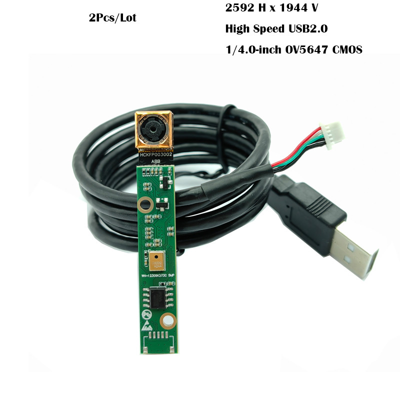 2Pcs/Lot 2592x1944 OV5647 5MP HD Modul Kamera USB Autofokus 68° motherboard + papan sambungan lensa 