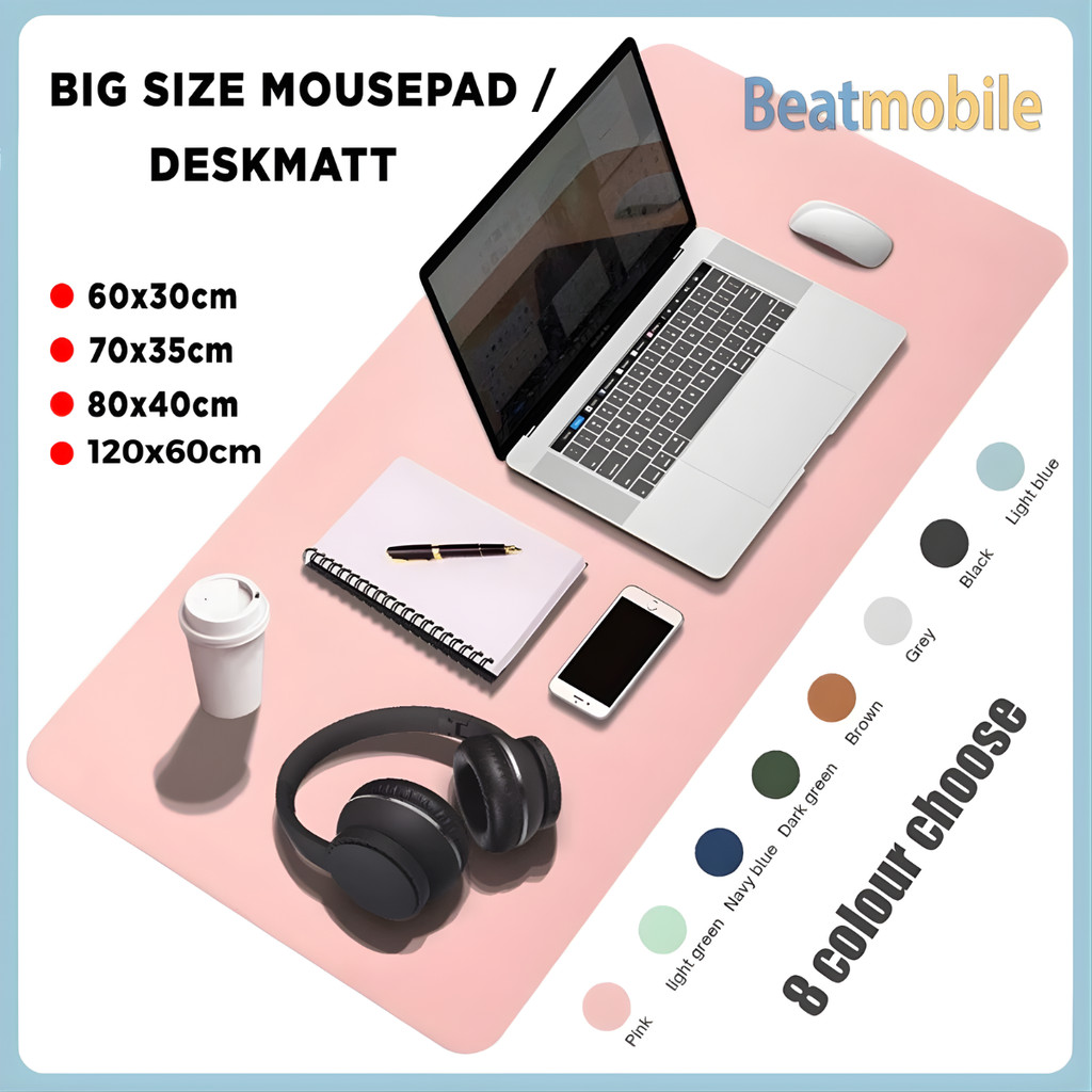 Desk Mat PU Leather Alas Meja Belajar / Kompuer Kerja Waterproof Anti Air Mousepad Deskmat Large 40x