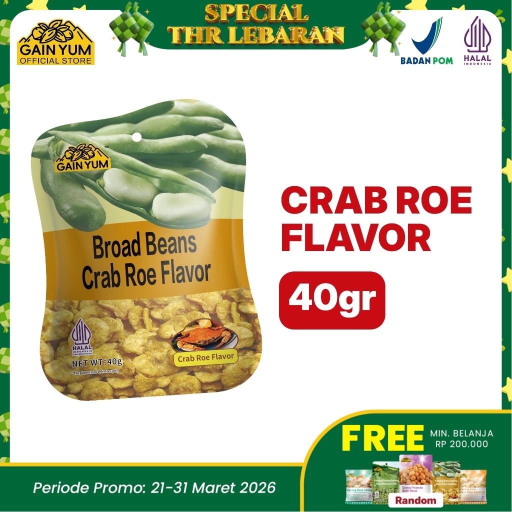 Gain Yum - Mix Kacang Campur Gain Yum Kacang Koro Crab Roe Kuaci Crab Roe dan Polong 40g