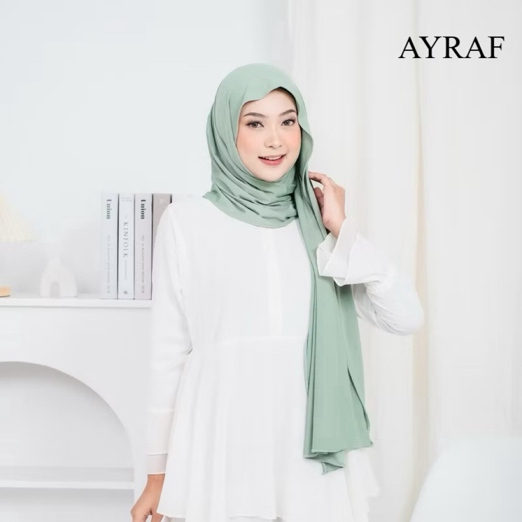Hijab Pasmina Kaos Jersey Rayon | Pashmina Mleyot Kerudung Premium warna sage green