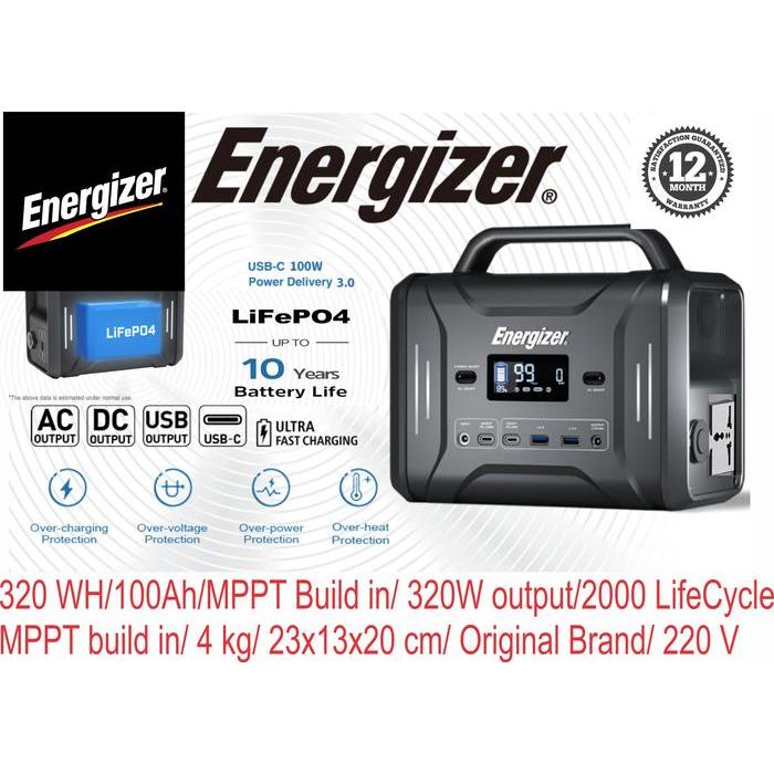 Energizer PPS320 320Wh Portable Power Station For Camping/ Indoor/ RV