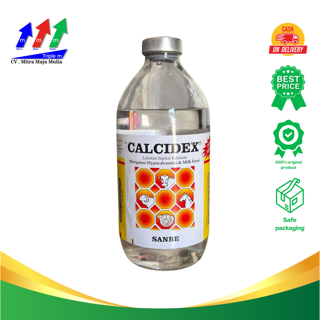 Calcidex 500 ml 3M2 - Larutan Injeksi Kalsium Sapi Kambing Kuda
