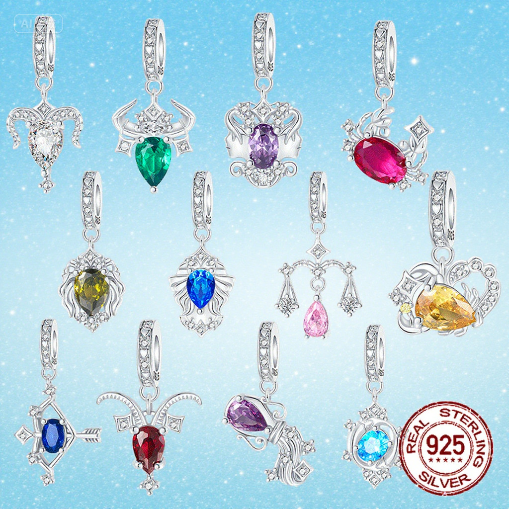 925 Sterling Silver Star Zodiac Signs 12 Constellation Pendant Fit Original