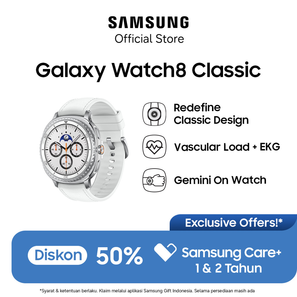 Samsung Galaxy Watch8 Classic 46mm - White |Bluetooth Smart watch AI | Rotating Bezel | Prosesor 3nm