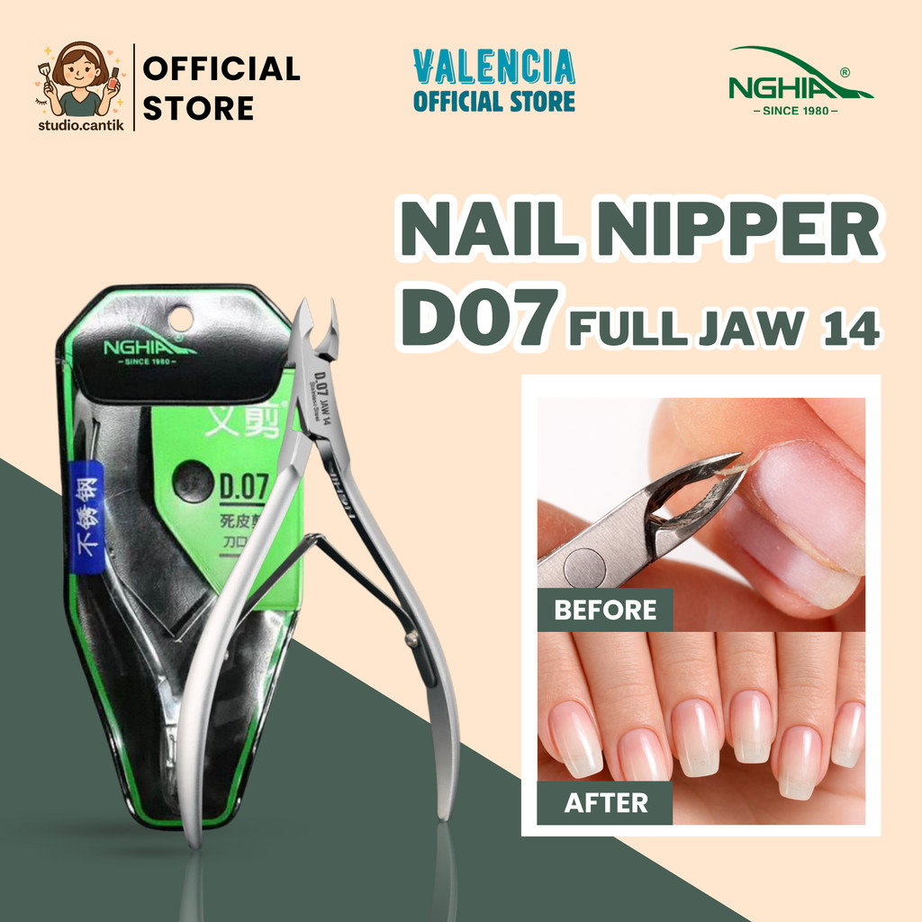 NGHIA Cuticle Nipper D07 Full Jaw 14 – Gunting Kutikula Tajam Stainless Steel Alat Nail Art Cuticle 