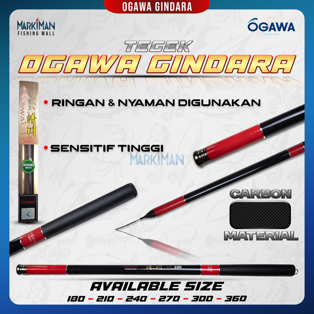 Tegek Kolong Ogawa Gindara Kuat Kaku Ruas Pendek 180 210 240 270 300 360 Material Carbon