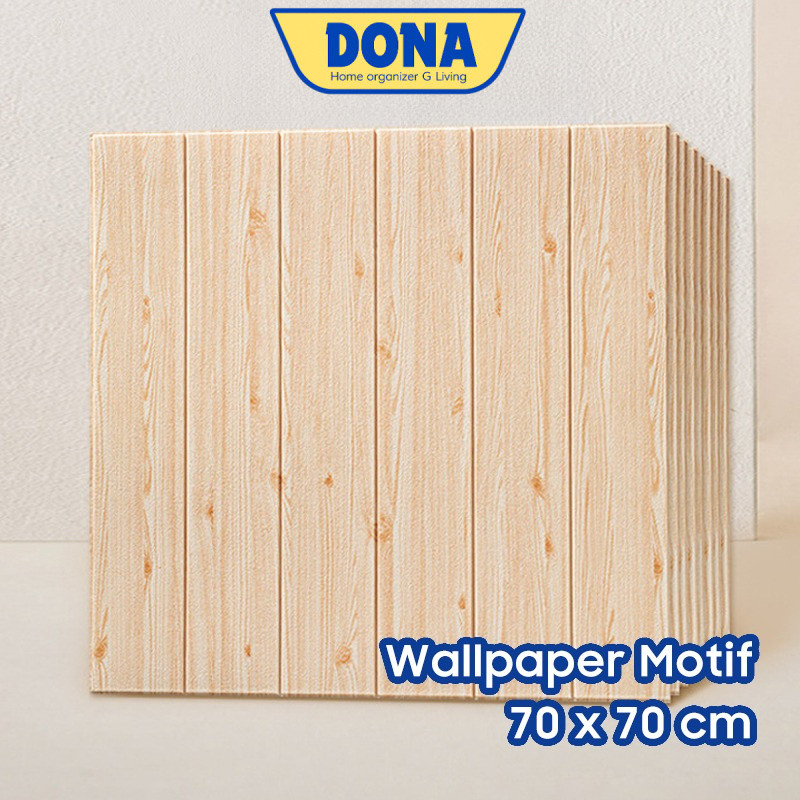 DONA - Wallpaper dinding 3d motif kayu wood foam 70x70cm / wallfoam motif kayu