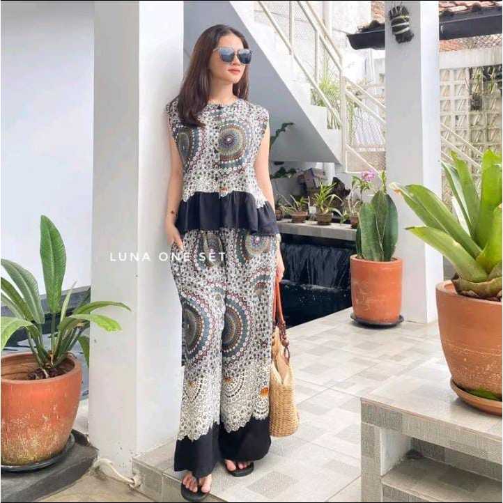Luna One Set Lala Setelan Wanita Satset Pajamas Kulot 01