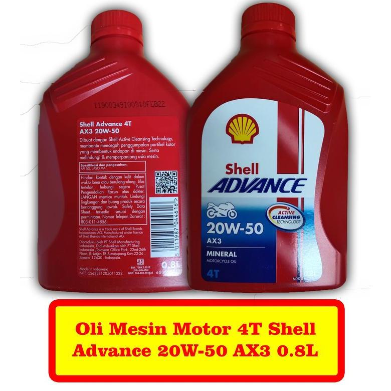 x-Autopart Shell Advance Oli Motor 4T 20W-50 AX3 0.8L Mineral dengan Active Cleaning Technology untu